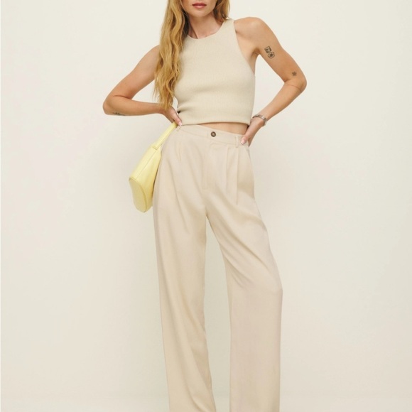 REFORMATION Mason High Waist Wide Leg Trouser - Picture 5 of 9